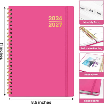 Planner 2026-2027 for Women & Men, Academic Monthly and Weekly Calendar Planner, Jul 2026 - Jun 2027, A5 (6.3" x 8.5"), Teacher Student Planning Book with Tabs, Ideal for Office School Supplies - Pink