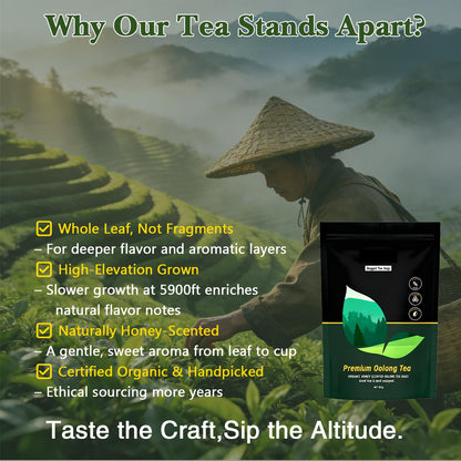 Organic Whole Leaf Oolong Tea Bags | Calming & Relaxing Tea for Daily Stress Relief, Cortisol Balance & Digestive Ease | 20 Bags of Premium Loose Leaf Style Tea | Vegan, Non-GMO | Perfect for Morning Focus & Evening Unwind