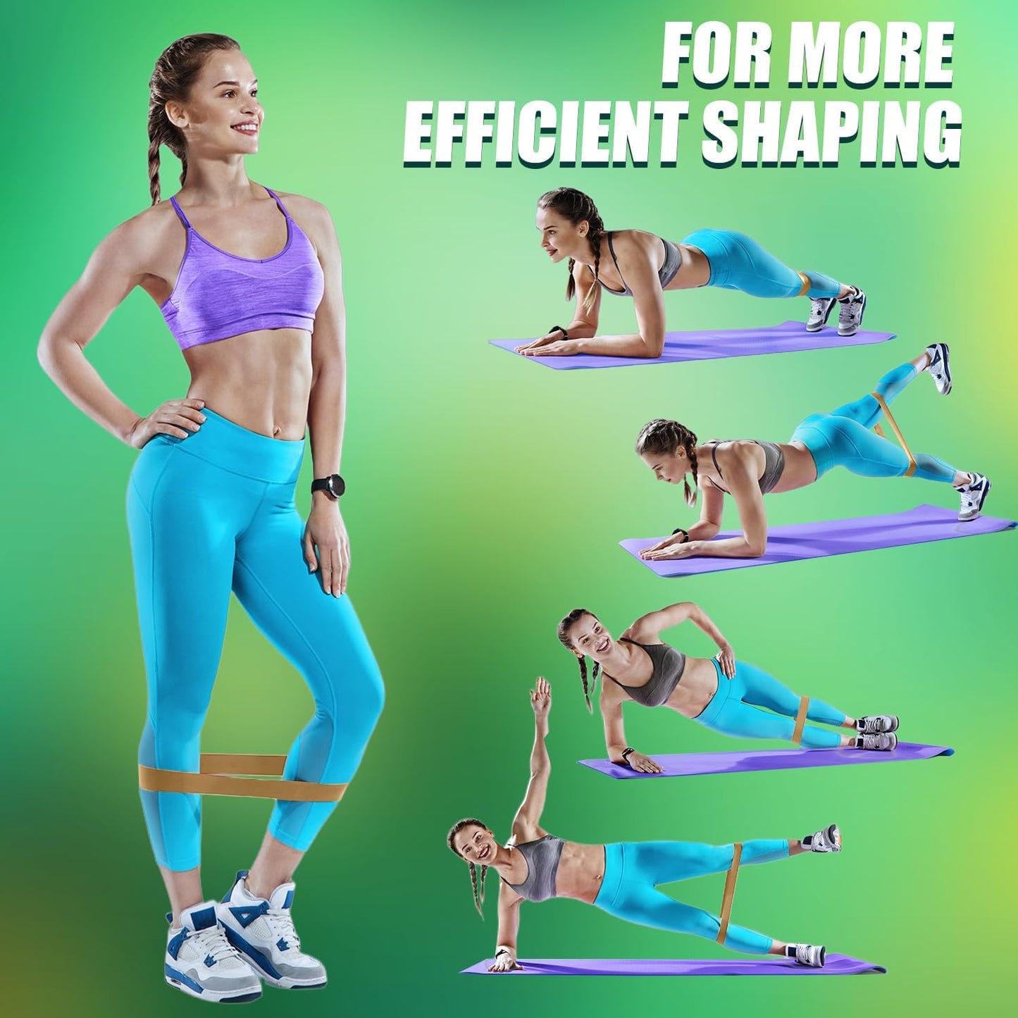 WHATAFIT Resistance Bands, Exercise Bands, Workout Bands with Handles, Door Anchor and Ankle Straps, 5 Resistance Levels Fitness Bands for Strength Training, Physical Therapy, and Home Gym Equipment