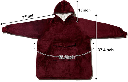 Krifey Wearable Blanket Hoodie, Oversized Sherpa Hooded Blanket for Adults | Soft sherpa fleece with sleeves and pocket; oversized fit for lounging, WFH, camping, Christmas and white elephant gifts.