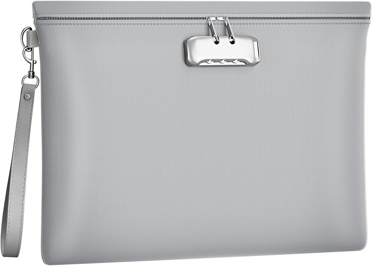 Fireproof Document Bag with Lock,Waterproof Money Pouch,14.3"x10.2"