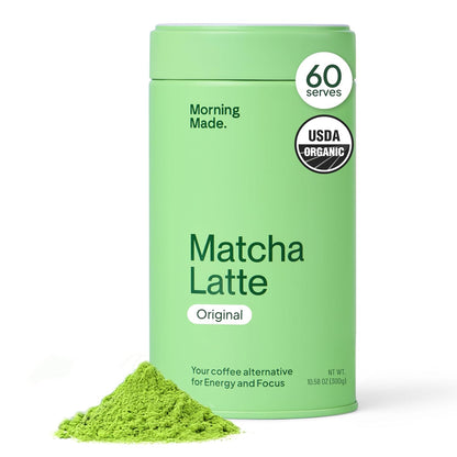 Morning Made Vanilla Ceremonial Grade Matcha Powder - USDA Organic Japanese Green Tea Matcha Powder from Uji Japan - Vegan, Gluten-Free, Resealable Tin (10.6 oz, 60 Servings)