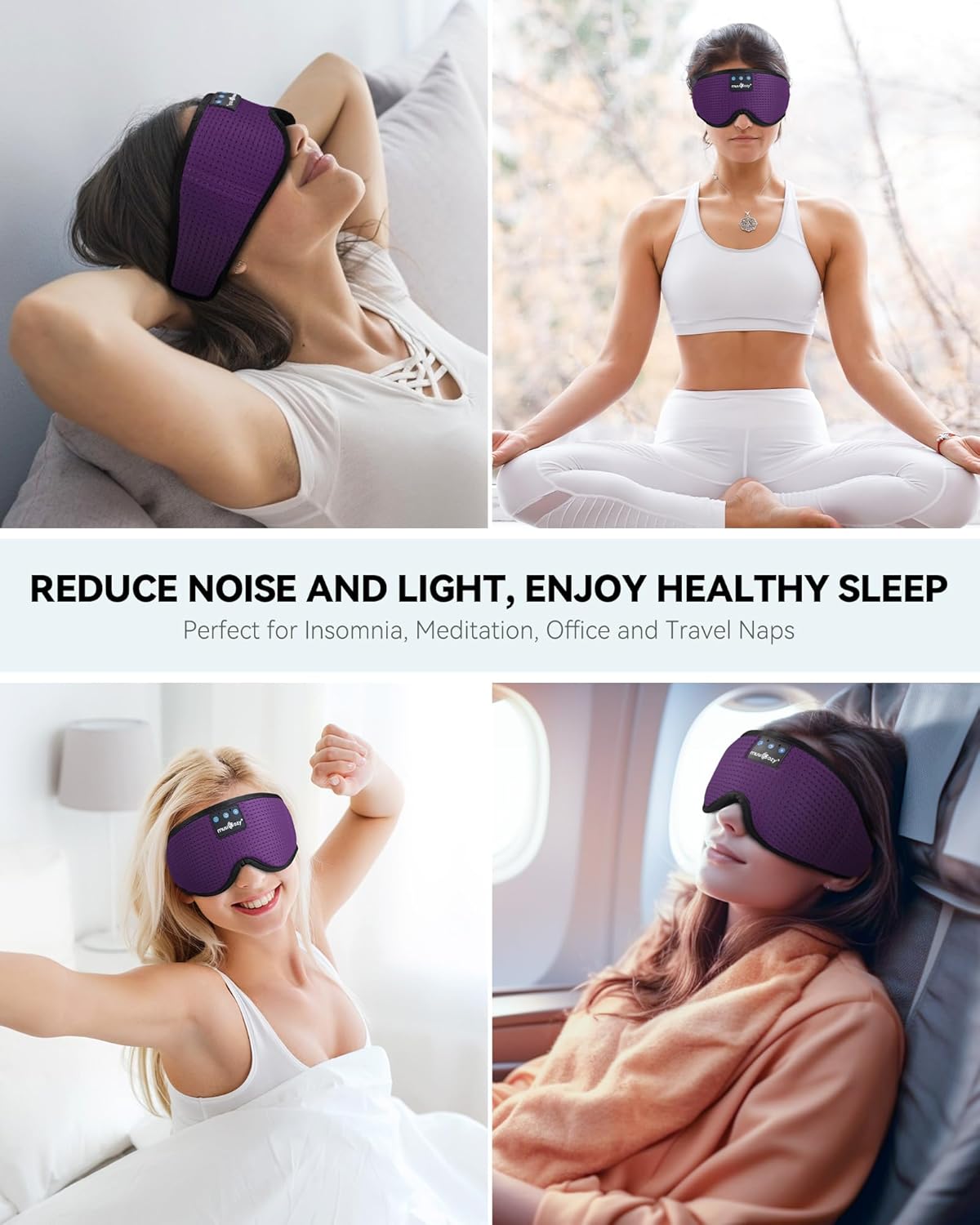 MUSICOZY Sleep Headphones Bluetooth 5.4 Headband Sleeping Eye Mask for Mom Women Men Wireless Music Earbuds Earphones for Side Sleepers Built-in HD Speakers Cool Gadgets Unique Gifts