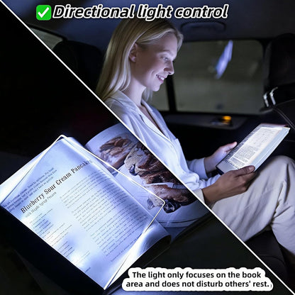 Book Light LED Flat Panel - Wireless Clip-On Eye-Care Page Light for Night Bed Reading, No-Glare Portable Reading Lamp for Students Adults, White