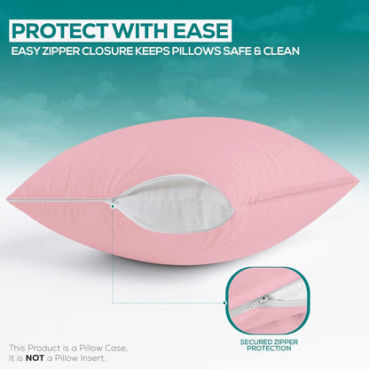 Utopia Bedding Premium 100% Waterproof Pillow Protectors with Zipper Standard Size (Set of 4), Bed Bug and Dust Mite Proof Zippered Pillow Covers, Pillow Encasement Cases, Gray