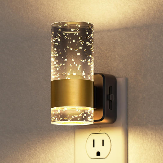 Briignite Night Lights Plug into Wall, Modern LED Night Light Plug in, Dusk to Dawn Sensor,Amber Night Light 0-100LM Adjustable Brightness, Dimmable NightLight for Hallway, Bedroom, Stairway, 2 Pack