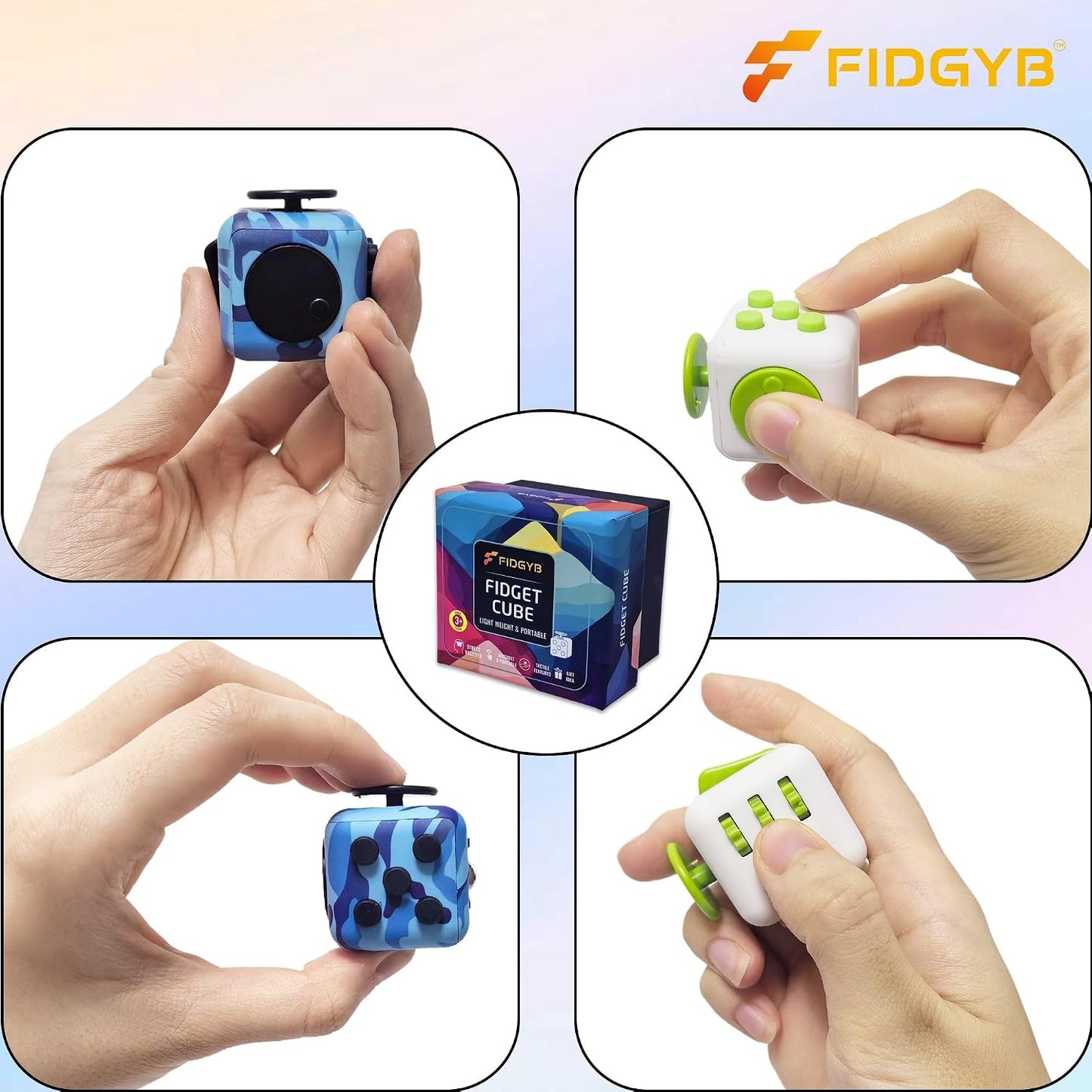Cube Fidget Stress Relief Toy for Adults & Kids, Smooth, Quiet Sensory Toy for Anxiety, Focus & ADHD Idea[Black_Red]