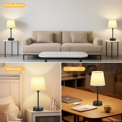 Mini Bedside Lamps for Bedrooms Set of 2 - Nightstand Bedroom Lamps with USB C Port and AC Outlet Charging, Dimmable Touch Small Bed Side Table Lamp, Black Night Stand Light for Kids/Guest Room