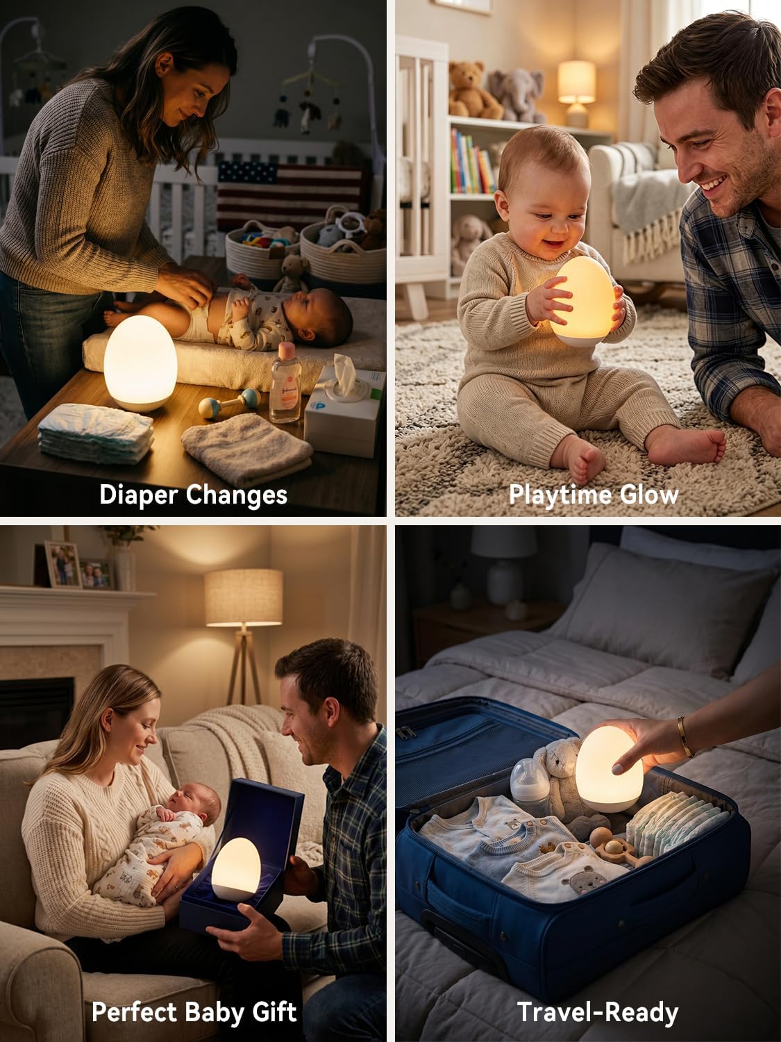 Night Light for Kids,Egg Night Light for Baby Nursery, 3-Level Dimming &30-Min Timer Portable Nursery Night Lamp forBaby Nursery & Kids Bedroom,BPA Free, Eye Caring, Soft