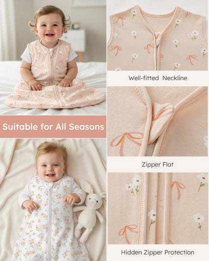 Yoofoss Baby Sleep Sack Baby Wearable Blanket 100% Cotton 2-Way Zipper Toddler Sleeping Sack