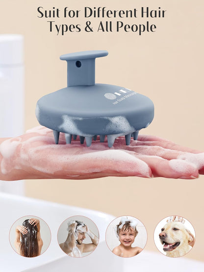 HEETA Scalp Massager Hair Growth, Scalp Scrubber with Soft Bristles, Integrated Silicone Design, Exfoliator for Dandruff Removal & Relaxation, Shampoo Brush Fit Wet Dry Hair Use, Black