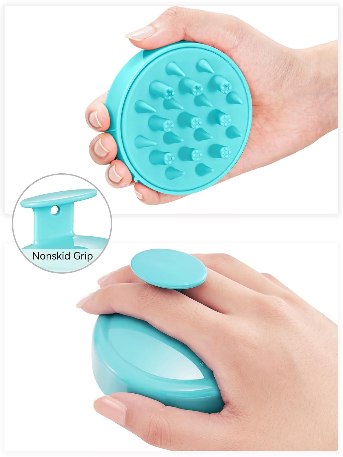 HEETA Hair Scalp Massager for Hair Growth, Shampoo Brush, Scalp Scrubber Exfoliator with Soft Silicone Bristles for Dandruff Removal to Relieve Stress, Wet Dry Use Updated Material, Beige