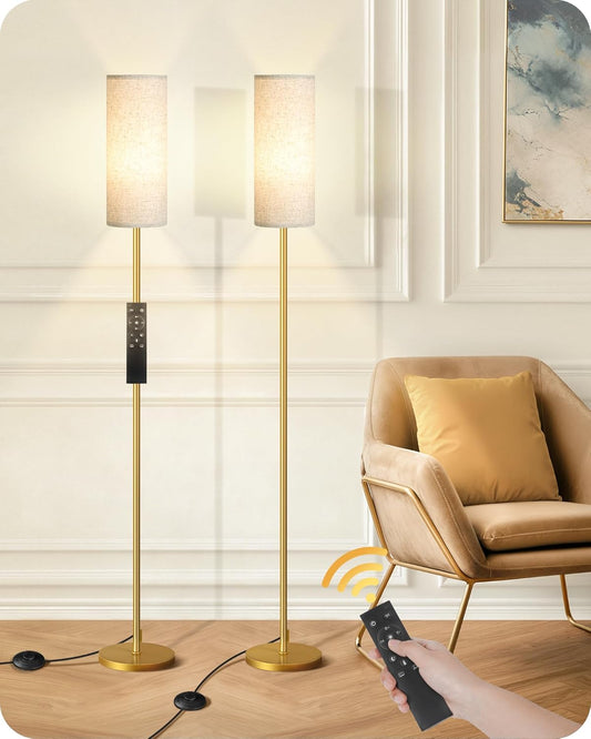 64.4” Slim Floor Lamp for Living Room with Magnetic Remote and Foot Switch, Dimmable Standing Tall Lamp Mood for Bedroom Nursery, 3 Color Temperatures, 1-Hour Timer,900LM Bulb Included,Beige E06LD05W1 - Colors B