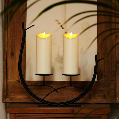 Homemory 6"x3" Outdoor Waterproof Flameless Candles, LED Candles, Battery Operated Candles with Remote and Timers, Electric Fake Plastic Pillar Candles, Ivory White, Set of 2