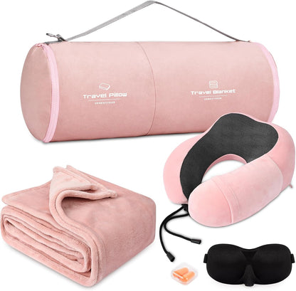 urnexttour Travel Pillow and Blanket Set Neck Pillow Airplane Foam Black