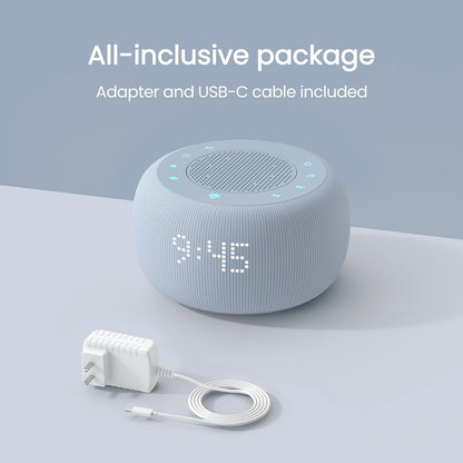 Buffbee Alarm Clock with Sound Machine for Bedrooms – 2-in-1 White Noise Machine for Sleep, Gentle Wake-Up with Soft Alarm Sounds, Ambient Night Light, Plug-in, Sleep Better, Wake Gently
