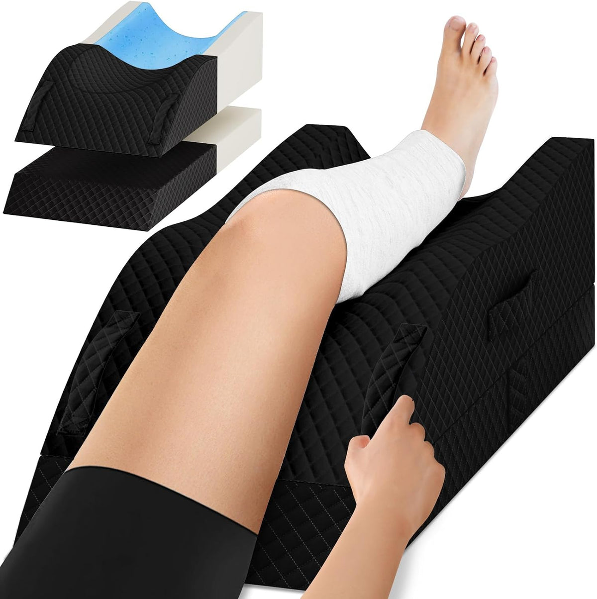 TranquilRelax Leg Elevation Pillows for After Surgery, Wedge Pillow, Grey