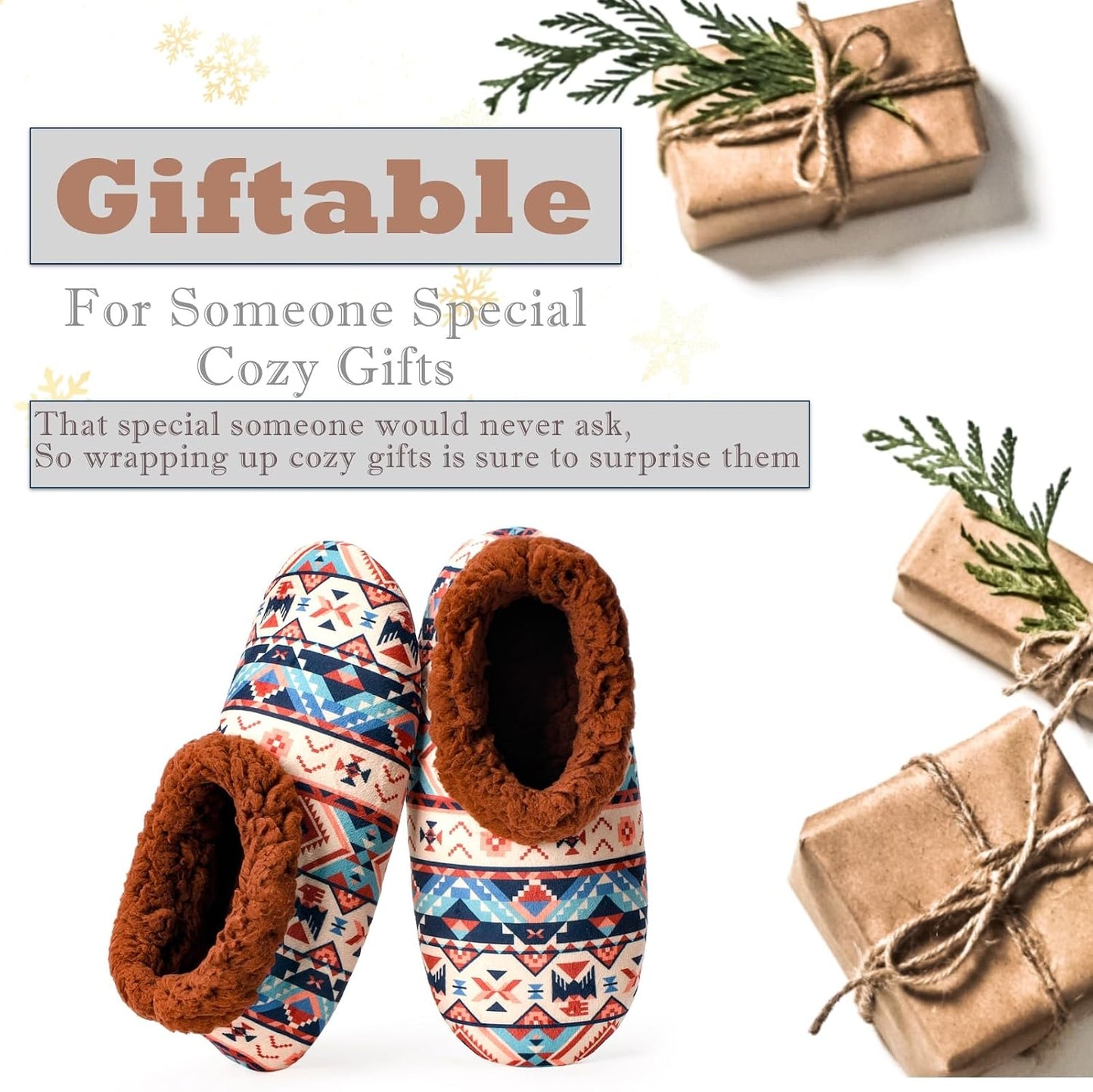 Cozylook Fuzzy Slippers for Women Indoor Soft Sole Slipper Socks with Non Slip Grippers Warm Fluffy