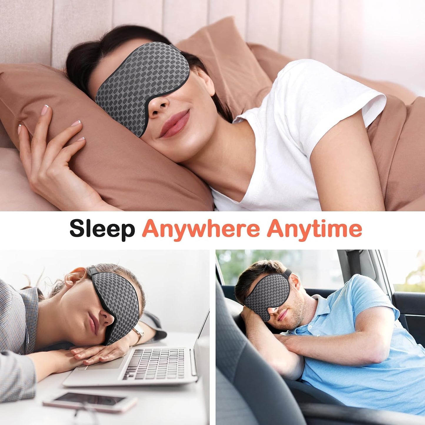 INNELO Sleep Mask for Side Sleeper, Eye Mask Sleeping Women Men, 100% Light Blocking 3D Contoured Cup Sleeping Mask Soft No Eye Pressure Cover Blindfold Night Shade for Travel Nap Yoga, Black