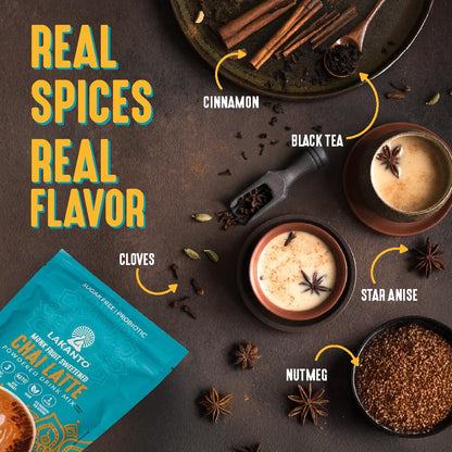 Lakanto Sugar Free Chai Latte Drink Mix - Monk Fruit Sweetened, Iced Chai or Hot Chai Tea, Vegan, Probiotics, Rich Flavor, Chai Spices, Keto Diet Friendly (9.9 Oz)