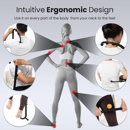 LiBa Back Massager Trigger Point Cane, Deep Tissue Back Neck Massager Black