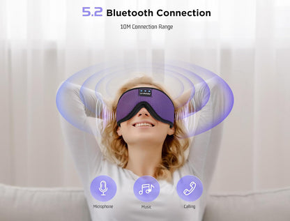 LC-dolida Sleep Headphones, 3D Sleep Mask Bluetooth Wireless Music Eye Mask, Sleeping Headphones for Side Sleepers Sleep Mask with Bluetooth Headphones Ultra-Thin Stereo Speakers Perfect for Sleeping