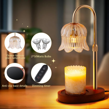 CRMILL Candle Warmer Lamp Electric Timer - Candles Warming Light Height Adjustable Dimmable Warmers Flower Lamps No Flame Heat Warm Melt Wax Jar Modern Home Decor Table Lights for Home Living Bedroom