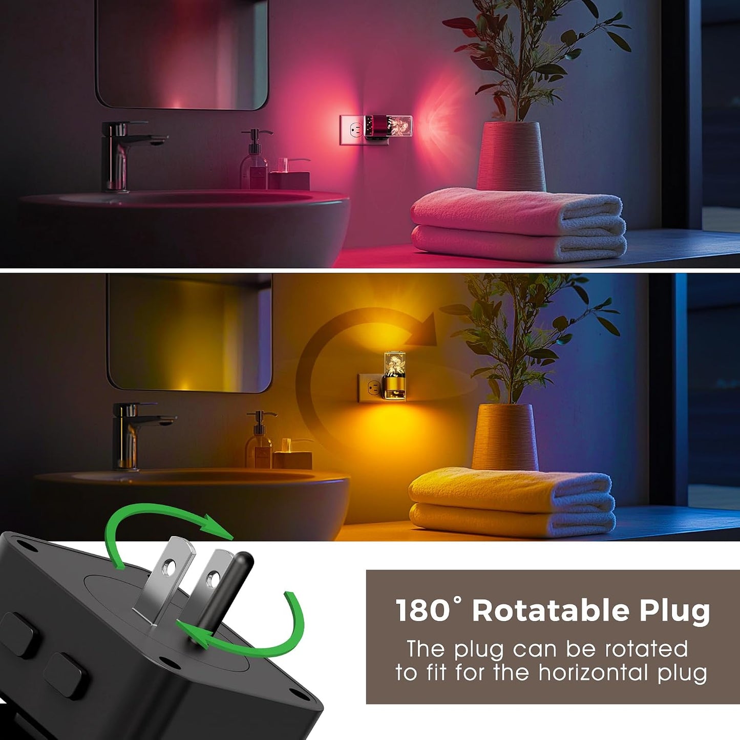 L LOHAS LED Night Light, Dimmable Night Lights Plug into Wall, Automatic Night Lights Plug in with Auto Light Sensor,Adjustable Brightness Amber LED Night Light, for Bedroom Hallway Home Decor