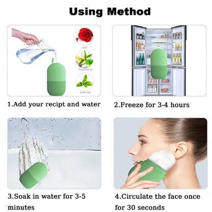 Joyeee Ice Face Roller, Reusable Silicone Mold Face Massage Eye Facial Beauty Skin Care Tools Apply Ice for Shrink Pores Anti Wrinkle Reduce Puffiness Improve Skin Elasticity, Striped