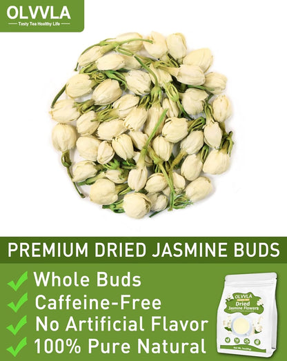Olvvla - Dried Jasmine Flowers - 3oz/85g - Pure Jasmine Buds Edible Flowers