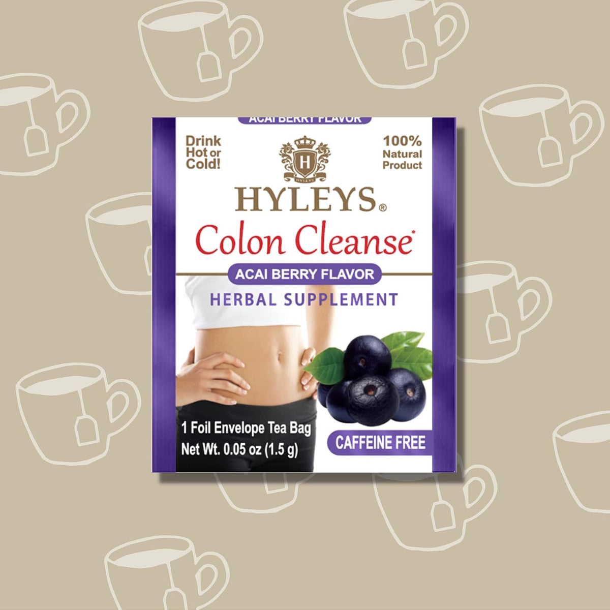Hyleys Colon Cleanse Tea, Acai Berry Flavor, 100% Natural, 25 Tea Bags