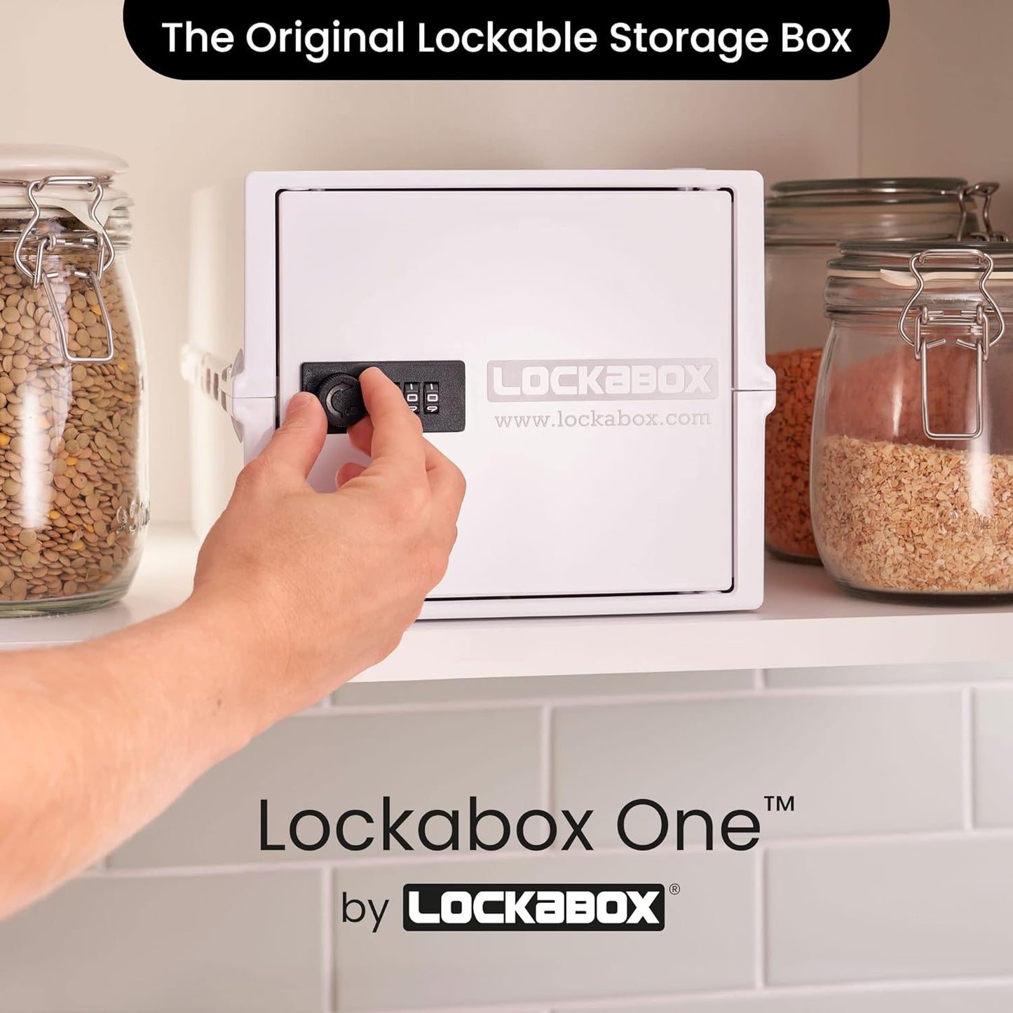 Lockabox One™ | Premium Lock Box | Medium Combination Lock Box For Food, Medicine & Home Safety | External Size 12 x 8 x 6.6 inches (Crystal)