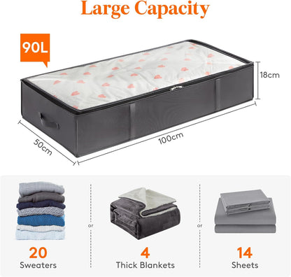 Lifewit 95L Under Bed Storage Container, Blanket Organizer, Gray