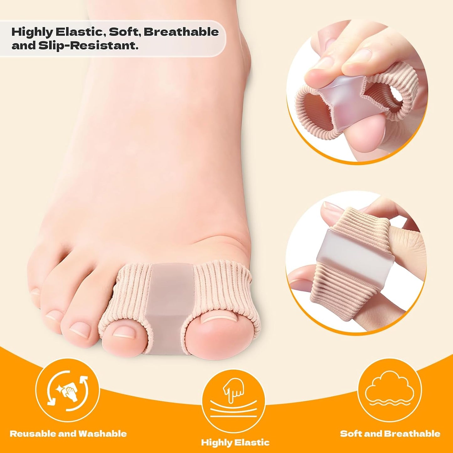Toe Spacers, 4 PCS Toe Separators for Women and Men for Overlapping Toes, Bunion Corrector, Hammer Toe Straightene