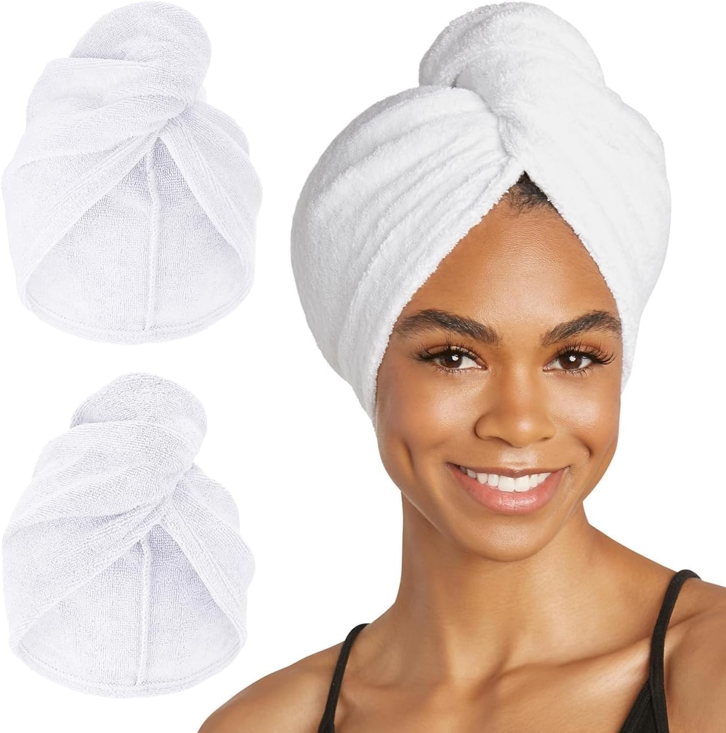 Turbie Twist 2-Pack Microfiber Hair Towel for Beauty, Travel, Gifting - Hair Wrap Turban for Straight, Wavy & Curly Hair - Premium Personal Care - Dark Purple & Light Purple