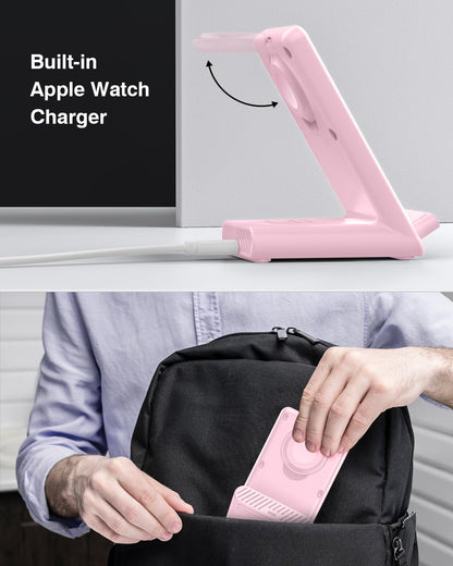 Wireless Charging Station,3 in 1 Charging Stand for Apple Multiple Devices