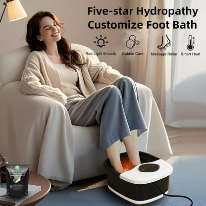 closewave Foot Spa Bath Massager with Heat, UV Ozone & Oxygen Bubbles,Shiatsu Rollers Epsom Salt Temperature Control, Relieves Stress and Feet Pain - Home Pedicure Soaking Tub Gift for Women/Men