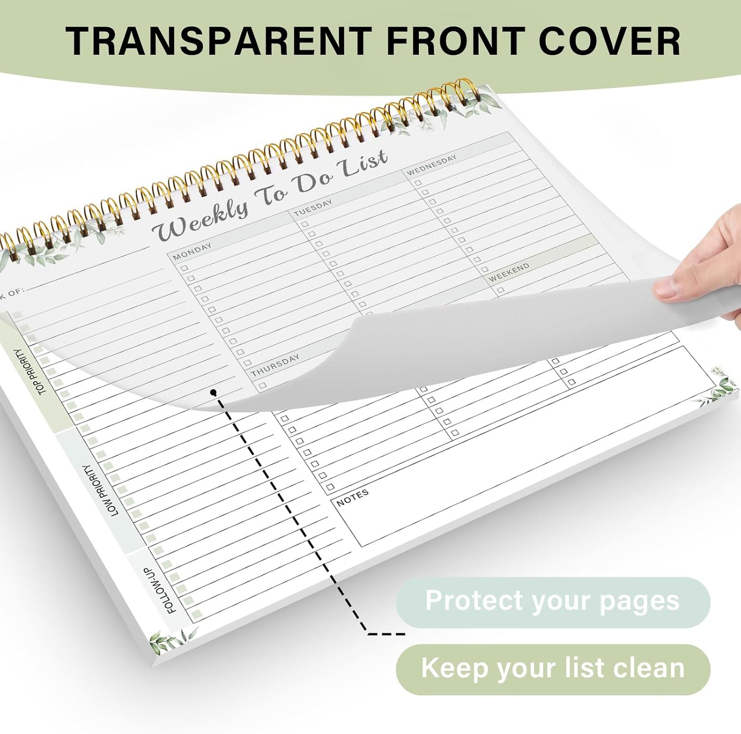 Weekly To Do List Notepad with 52 Undated Sheets（8.5"×11"）- Weekly Desk Planner Pad with Spiral Binding for Women & Man, Office, School and Home Personal Organizer