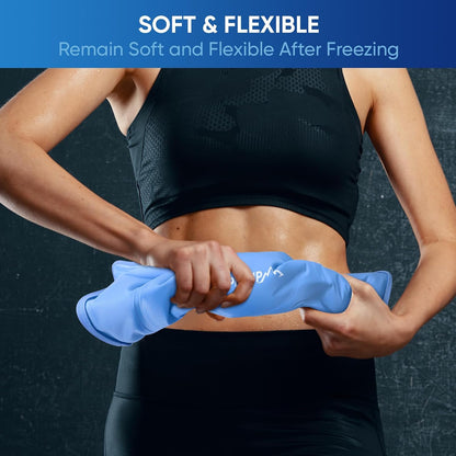 APEXUP Gel Ice Packs for Injuries Reusable, Flexible Double Sided Cold Packs for Injuries, Ice Pack for Knee, Shoulder, Back, Hip, Leg, Arm (Blue, 11.5"x7.5", 1PK)