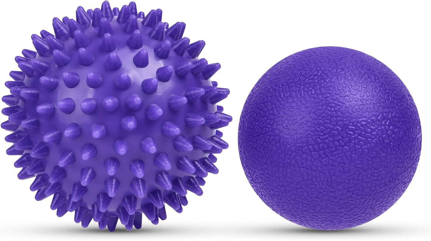 URAQT Spiky Massage Ball Set, 2 Pack Physical Therapy Massage Balls, Hard Lacrosse Ball & Spiky Massage Ball for Myofascial Release and Trigger Point Deep Tissue Massage (Blue)