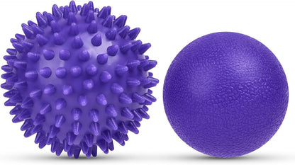 URAQT Spiky Massage Ball Set, 2 Pack Physical Therapy Massage Balls, Hard Lacrosse Ball & Spiky Massage Ball for Myofascial Release and Trigger Point Deep Tissue Massage (Blue)