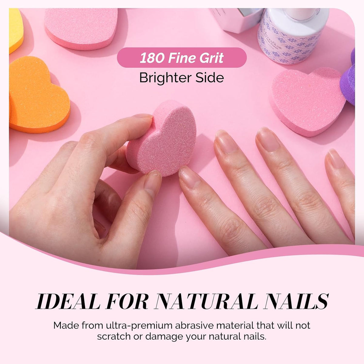 MelodySusie 16Pcs Professional Nail Buffer Kit,Nail Files and Buffers,Nail Buffer Block,Nail Brush, Nail File Buffers Kit for Natural Nails,DIY,Home Use,Salon（100/180 Grit）