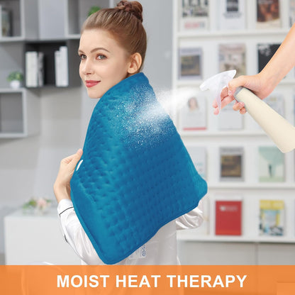 Deepsoon Heating Pad,Electric Heating Pads for Back,Neck,Moist Heating Pad for Abdomen Shoulder Knee Legs,Dry/Moist Heat&Auto Shut Off,Fathers Day Dad Gifts for Men Birthday,Light Gray,24x12 Inch