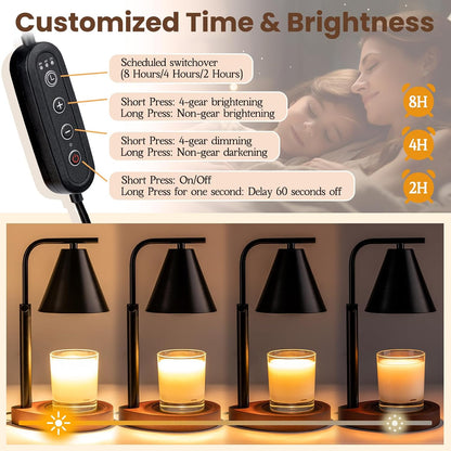 Marycele Candle Warmer Lamp with Timer & Dimmer - Mothers Day Gifts for Women Mom Her, Aesthetic Office Home Decor, Adjustable Height Wax Melter for Candle Jar & 3-Wick Candles (2 Bulbs Included)