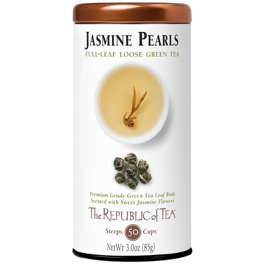 The Republic of Tea Jasmine Pearls Full-Leaf Loose Green Tea, 3.0 oz | Steeps 50 Cups | Caffeinated