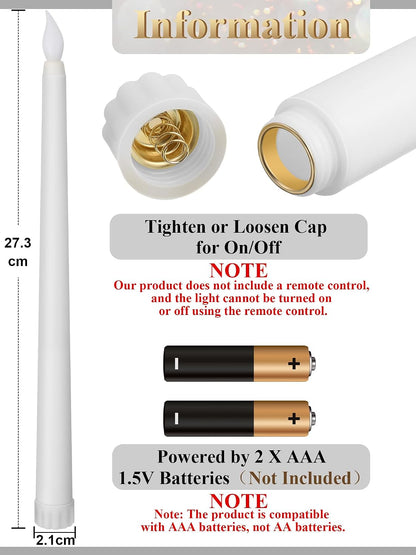 Treela 24 Pcs Flameless Taper Candles Battery Operated Bulk Fake Candles Light LED Candle Sticks Flickering Tapered for Easter Wedding Anniversary Decoration(Basic,11 Inch,Ivory)
