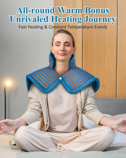 Heating Pad for Neck Shoulders Back, Electric Heat Pads, Weighted Heated Wrap for Daily Relax 6 Heat Settings 4 Auto Timers, Birthday Gifts for Women Men Mom Dad Wife Husband, 24"x33", ETL Certified