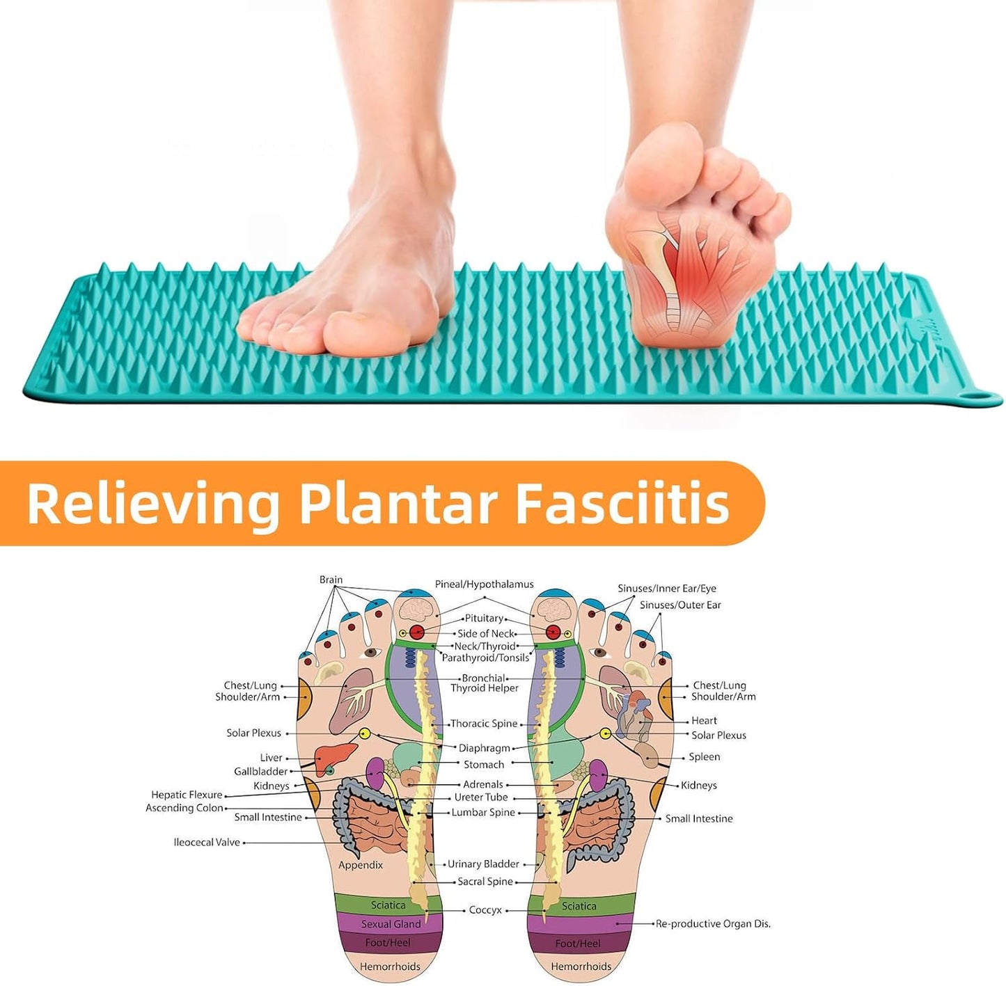 Acupressure Mat for Foot Massage, Silicone Foot Reflexology Mat, Portable Feet Mat for Plantar Fasciitis Relief and Muscle Relaxation