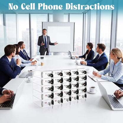 Layhit 20 Slots Cell Phone Locker Box for Classroom Clear Acrylic Cell Phone Storage Cabinet Bin with Door Locks for Classroom School Students Office Factory Employees