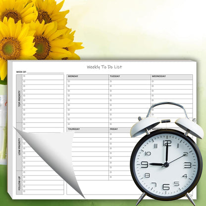 Life Charge Weekly Planner Notepad for Work & Home, Weekly To Do List Pad with Daily Checklist, Priority & Notes, 60 Pages, 8.5 x 11 Letter, Landscape
